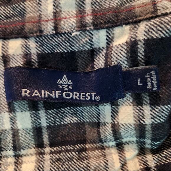 Mens, Rainforest  flannel shirt black white,sz L - Picture 4 of 6